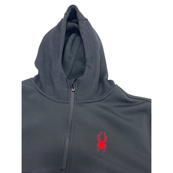 Spyder Mens XL Black Quarter-Zip Hoodie With Kangaroo Pocket 72b - Picture 7 of 10